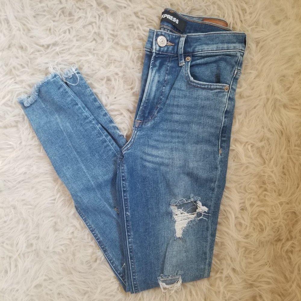 Express High Rise Leggings Ripped Jeans